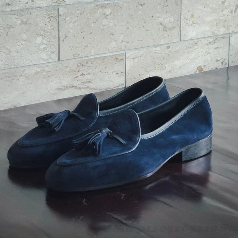 Wedding Dress Supply - Tassel Decor Men Loafers Navy Blue