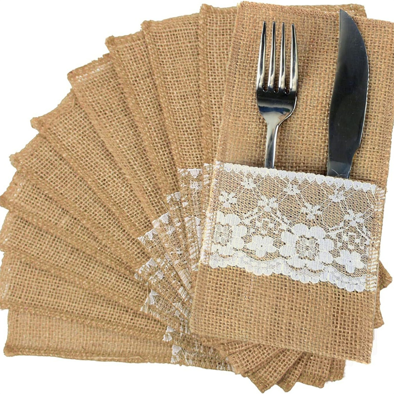 Burlap Lace Cutlery Pouch Hess - Wedding Supply Rentals recension och pris