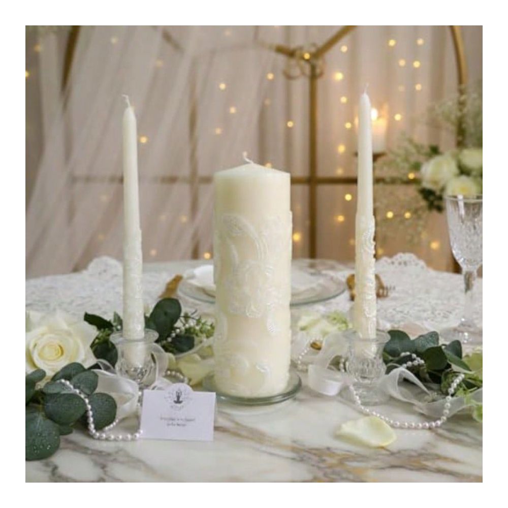 Inch High Cream Wedding Unity  - Unity Candle Set recension och pris
