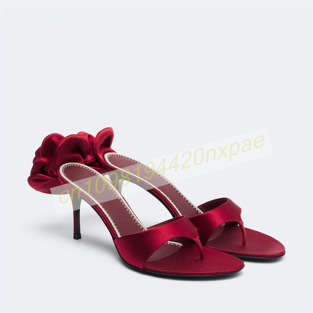 Women Red Satin Thong Mule San - Wedding Dress Supply recension och pris