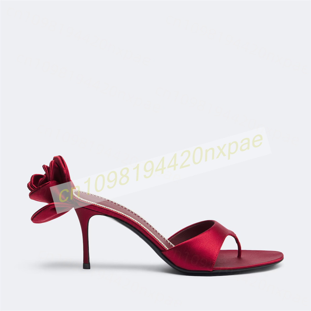 Women Red Satin Thong Mule San - Wedding Dress Supply recension och pris