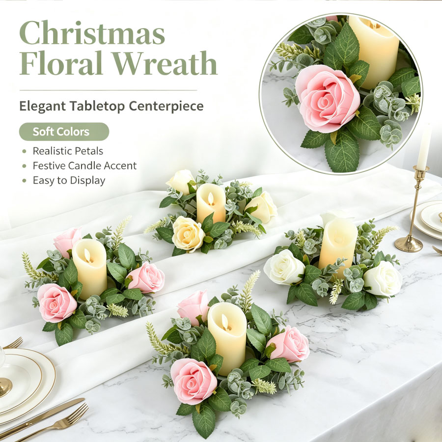 Artificial Rose Wreath Shaped  - Unity Candle Set recension och pris